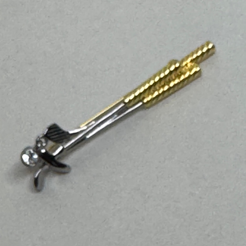 LC Liz Claiborne Golf Clubs Rhinestone Brooch Pin Gold/Silver Tone